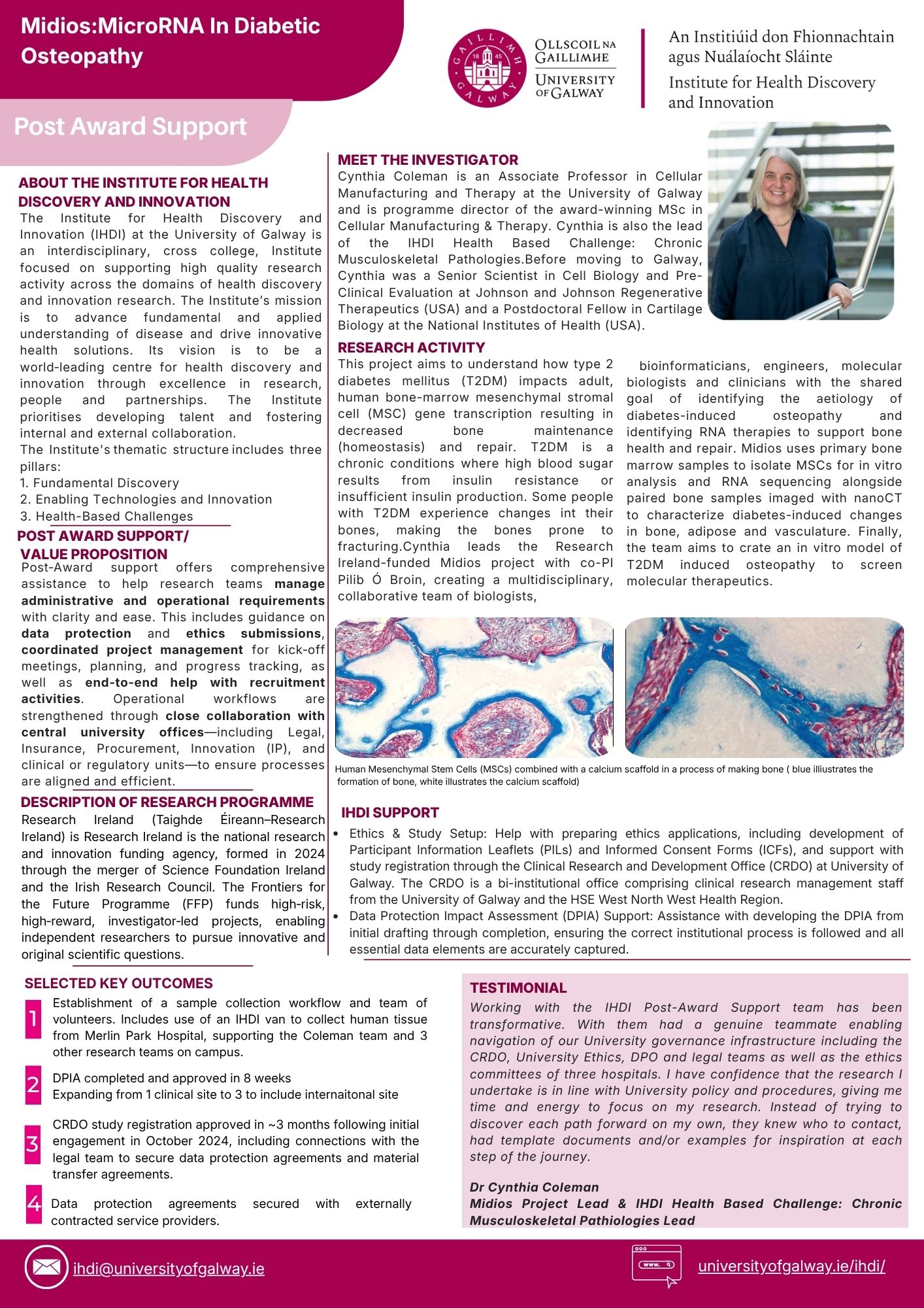 Midios:MicroRNA In Diabetic Osteopathy Post Award Support Case Study